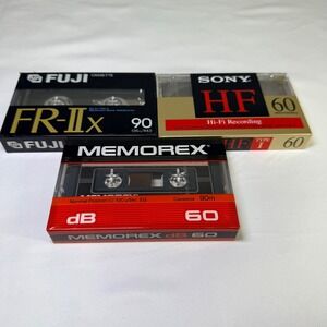 Fuji FR-IIx 90 Sony HF 60 Memorex dB 60 Blank Audio Cassette Tapes Sealed 3 Pack